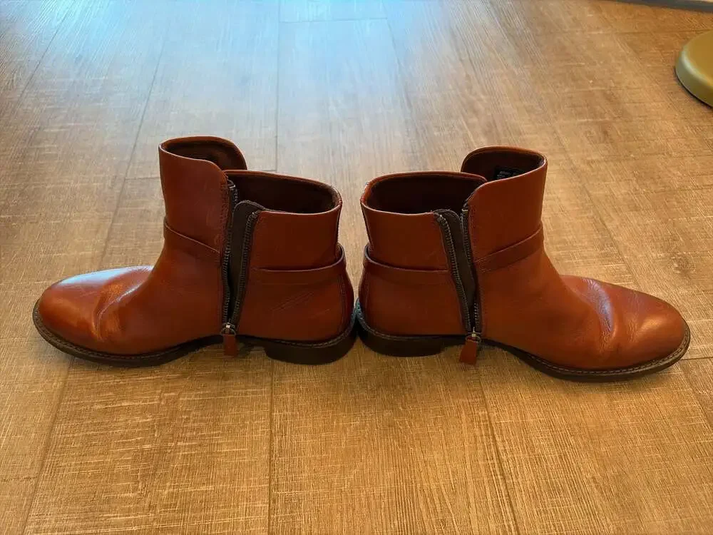 ECCO Women's Leather Ankle Boots with Side Zip and Buckle Detail